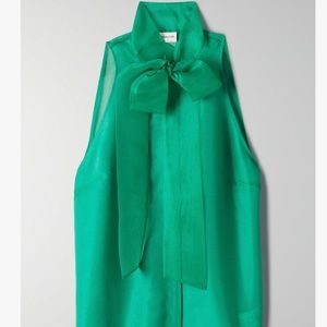 Aritzia Babaton Julius Blouse Emerald Green NWT